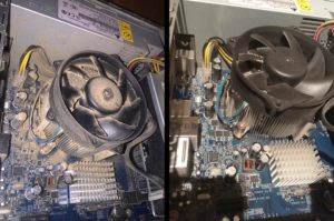 This was a desktop computer a Sheffield customer bought to us because it kept restarting and was very loud. We cleaned all the internal components, including the central processor’s heatsink and fan, motherboard, power supply unit and other fans. The system was then reliable with no random restarts and the fan ran at normal speed and sound level.