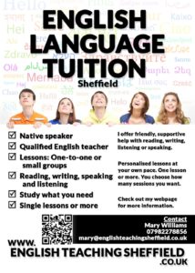 A flyer for a local English language teacher.