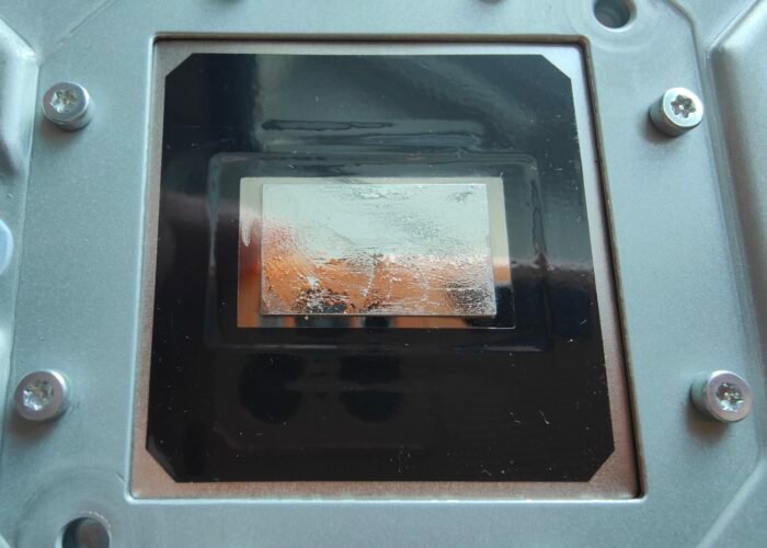 This is the part of the heatsink that connects to the APU and draws heat away from it. We cleaned it and applied a thin layer of liquid metal, so when it’s refitted the connection to the APU is optimal. Another PS5 serviced in Sheffield